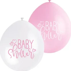 Baby Shower Ballonger Rosa och Vit