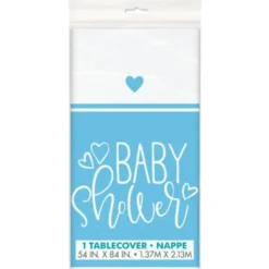 Baby Shower Bordsduk Ljusblå och Vit