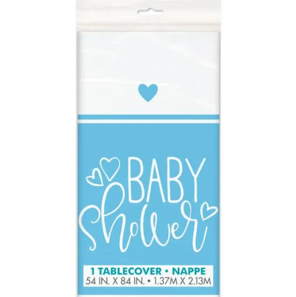 Baby Shower Bordsduk Ljusblå och Vit