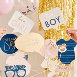 Baby Shower Foto Props Pastell Ljusrosa & Marinblå