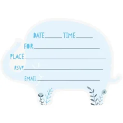 Babyshower Inbjudningskort Elefant Blå