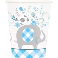 Babyshower Pappmuggar Elefant Blå