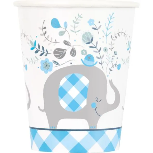 Babyshower Pappmuggar Elefant Blå