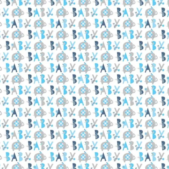 Babyshower Presentpapper Elefant Blå