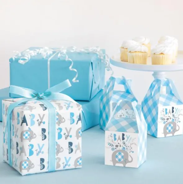 Babyshower Presentpapper Elefant Blå
