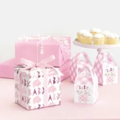 Babyshower Presentpapper Elefant Rosa