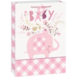 Babyshower Presentpåse Elefant Rosa