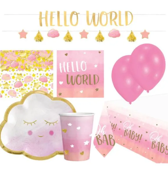 Babyshower Set Rosa/Guld 46-pack