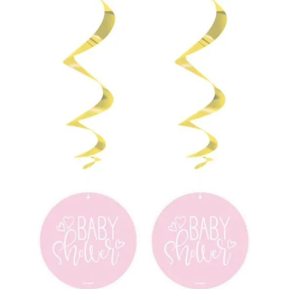 Baby Shower Swirls Ljusrosa & Metallic Guld