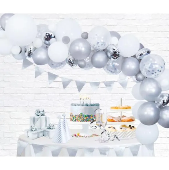 Ballongbåge Kit Silver & Vit