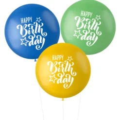 Ballonger XL Happy Birthday Blå/Grön/Gul