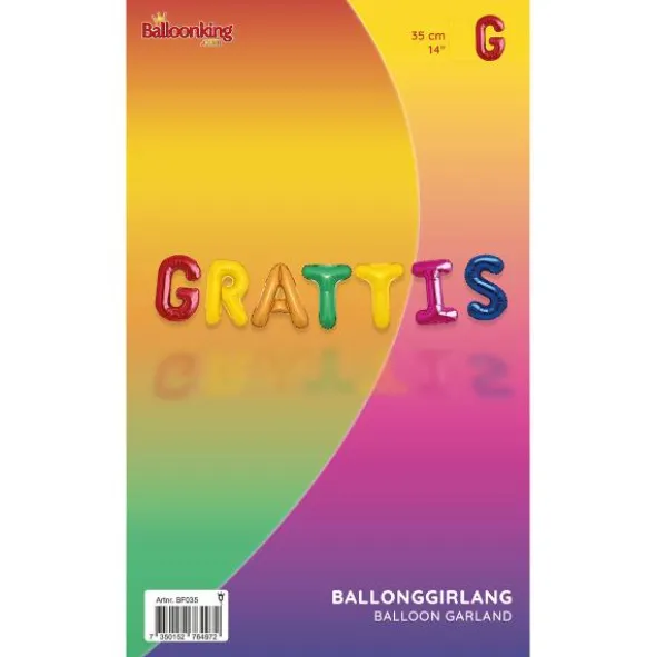 Ballonggirlang Grattis Flerfärgad 35 cm