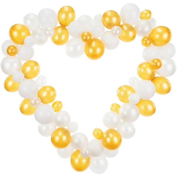 Ballonggirlang Hjärta Vit & Guld