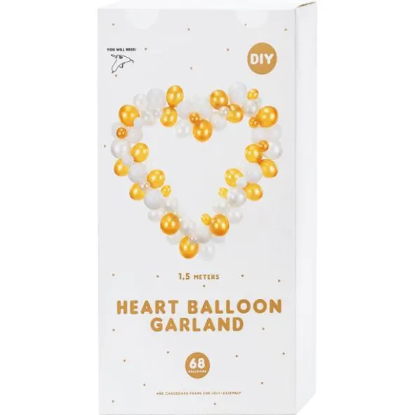 Ballonggirlang Hjärta Vit & Guld