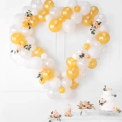 Ballonggirlang Hjärta Vit & Guld