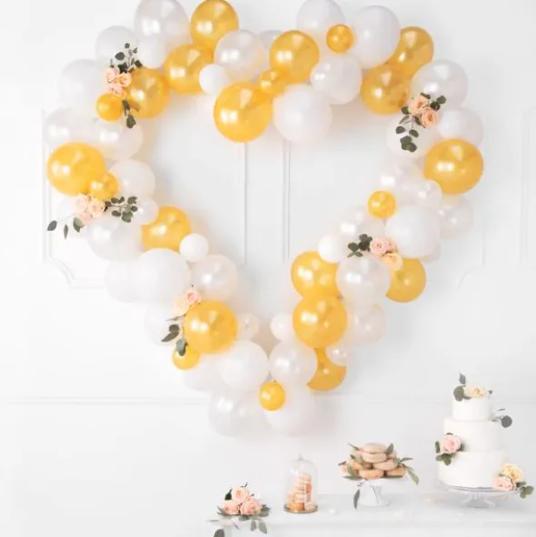 Ballonggirlang Hjärta Vit & Guld