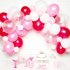 Ballonggirlang Kit Vit och Rosa