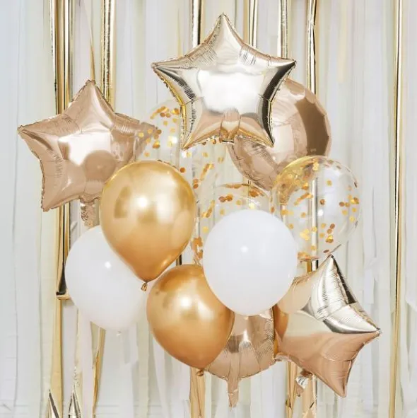 Ballong Guld och Vit Mix