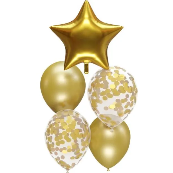Ballongset Guld/Transparent 5-pack