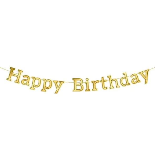 Banderoll Happy Birthday Guld & Svart