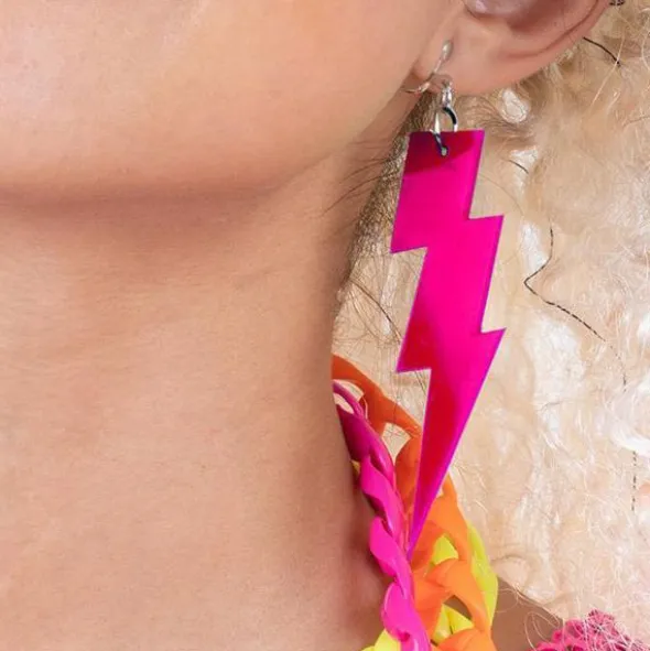 Blixt Örhängen Neonrosa 11 cm