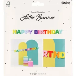 Bokstavsgirlang Happy Birthday Flerfärgad 1,7 m