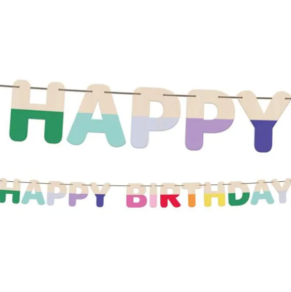 Bokstavsgirlang Happy Birthday i Trä 4 m