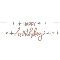 Bokstavsgirlang Happy Birthday Krämrosa