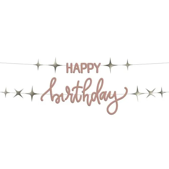 Bokstavsgirlang Happy Birthday Krämrosa