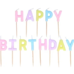 Bokstavsljus Happy Birthday Pastell