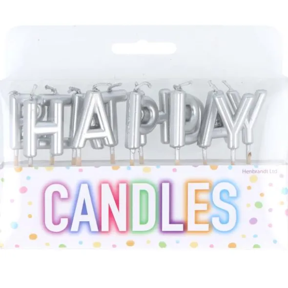 Bokstavsljus Happy Birthday Silver