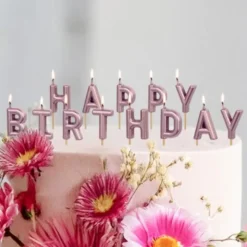 Bokstavsljus Happy Birthday Roséguld