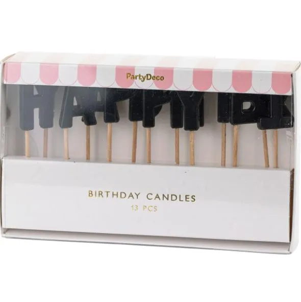 Bokstavsljus Happy Birthday Svart