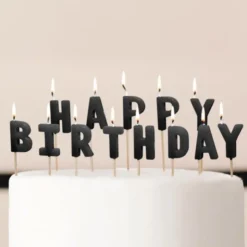 Bokstavsljus Happy Birthday Svart