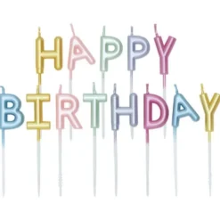 Bokstavsljus Happy Birthday Pärlemor 2,7 cm