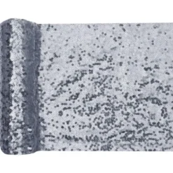 Bordslöpare med Paljetter Silver
