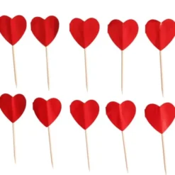 Cake Picks Röda Hjärtan 10-pack