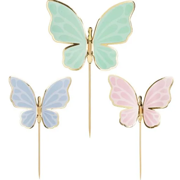 Cake Toppers Fjärilar Färgmix 9-pack