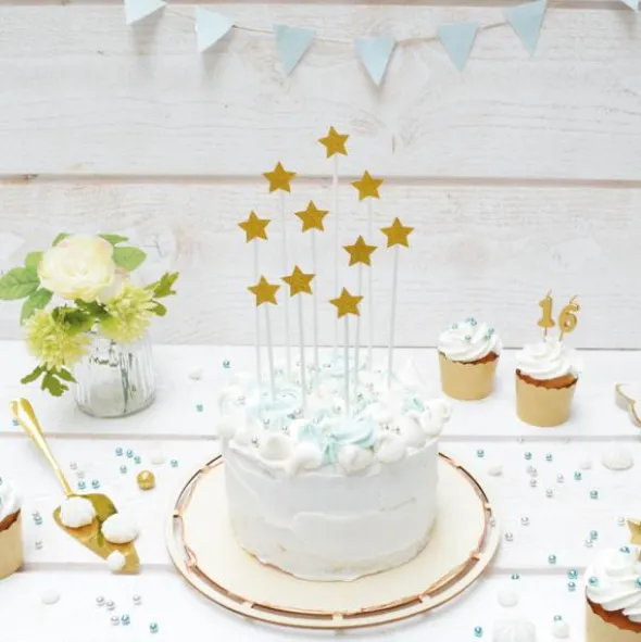 Cake Toppers Guld & Glitter Stjärnor