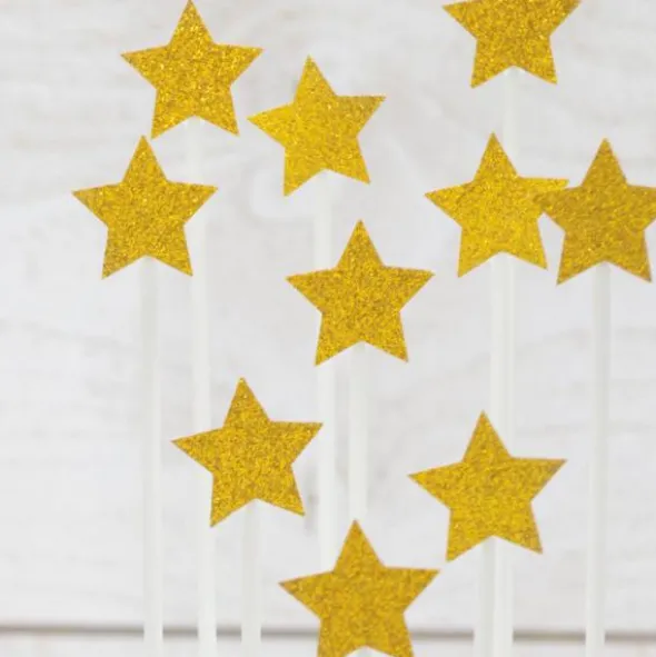 Cake Toppers Guld & Glitter Stjärnor