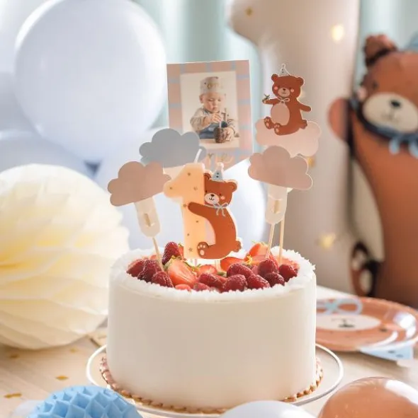 Cake Toppers Teddybjörn 1 år 5-pack