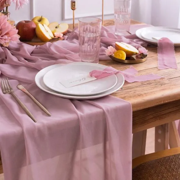 Chiffong Bordslöpare Lavendelrosa