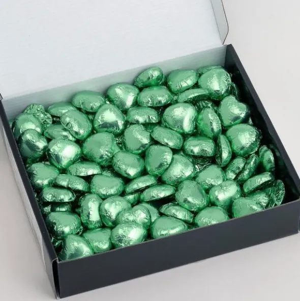 Chokladhjärtan i Ljusgrön Folie 1kg