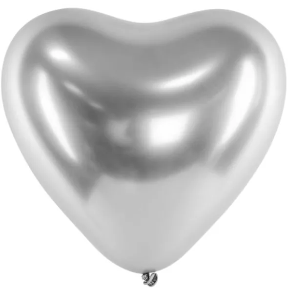 Chrome Hjärtballonger Silver 50-pack