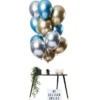 Chrome Mirror Ballonger Guld-Silver-Blå