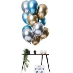 Chrome Mirror Ballonger Guld-Silver-Blå