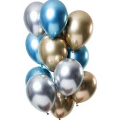 Chrome Mirror Ballonger Guld-Silver-Blå