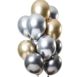 Chrome Mirror Ballonger Silver & Guld Mix