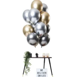 Chrome Mirror Ballonger Silver & Guld Mix