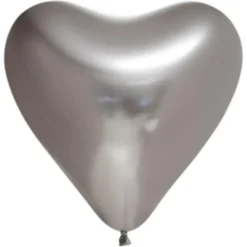 Chrome Mirror Hjärtballonger Silver